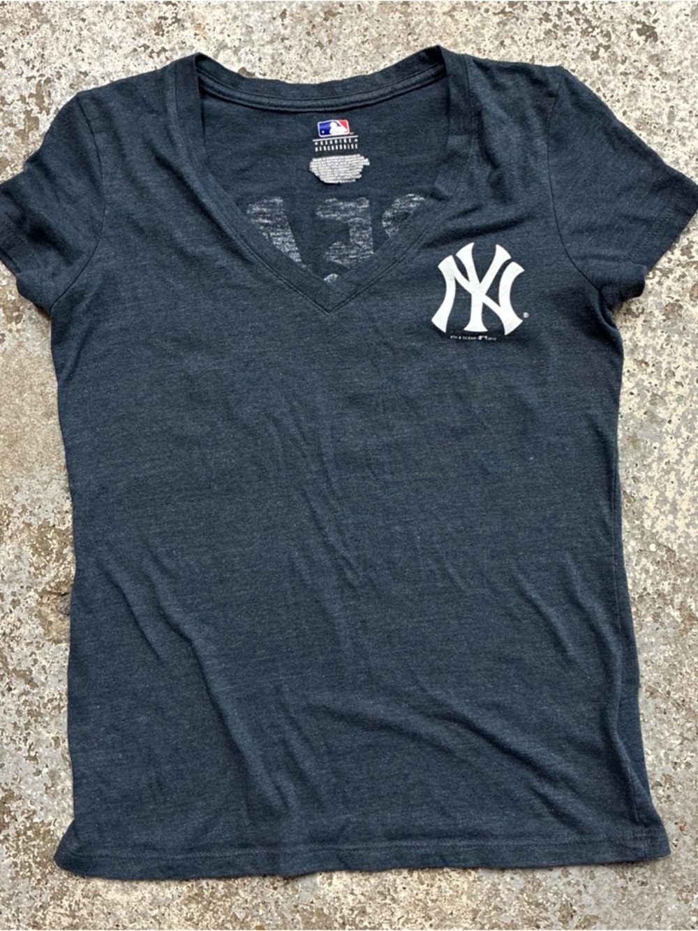 Genuine Merchandise Women's V-Neck Tee - Black with White NY Logo